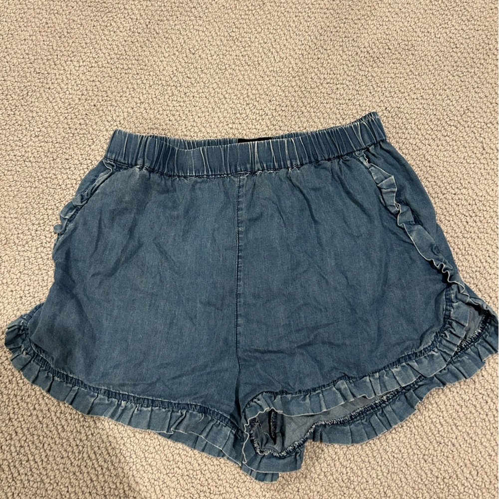 Angie Blue Ruffle Shorts Relaxed Fit